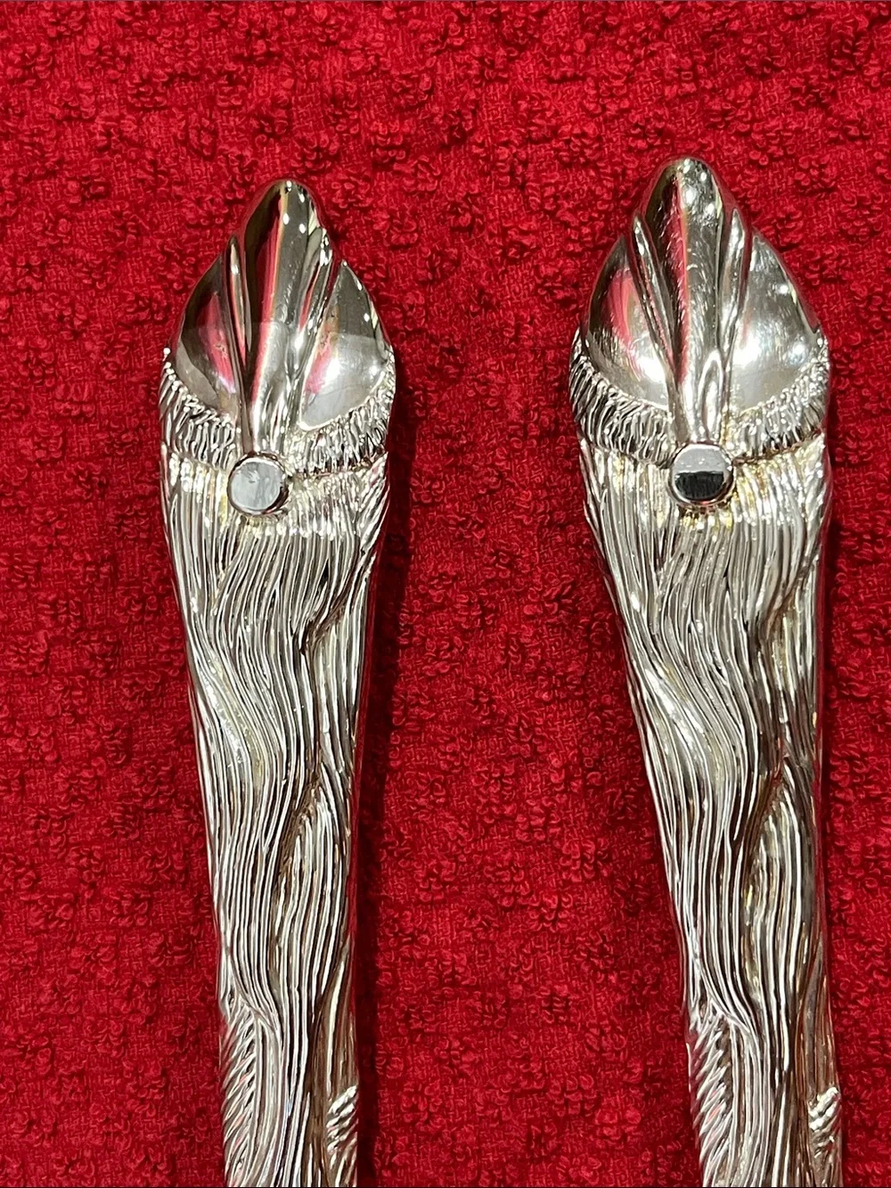 NIB Vintage Christmas Santa Claus Silver Plated Salad Serving Set